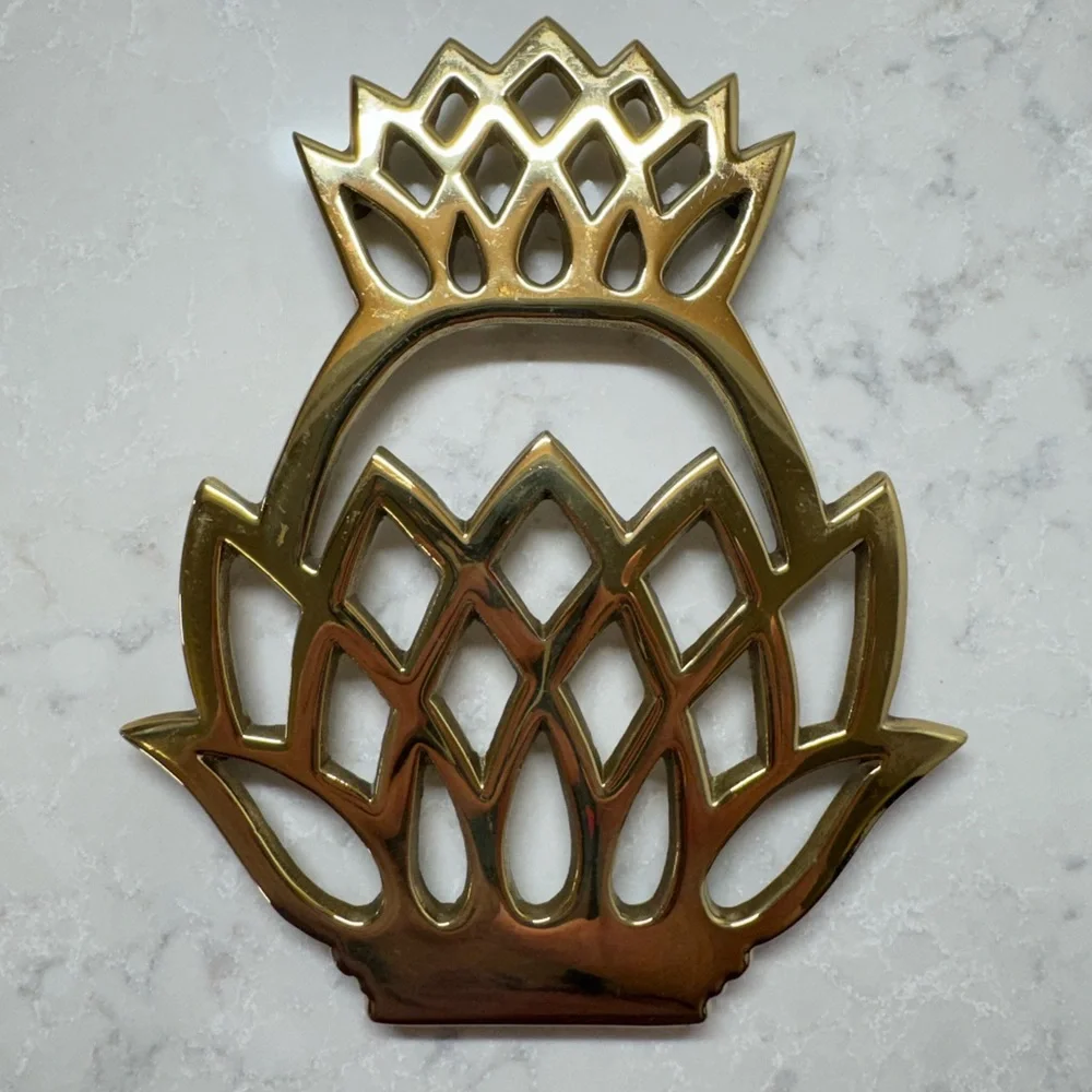 Vintage Solid Brass Pineapple Trivet